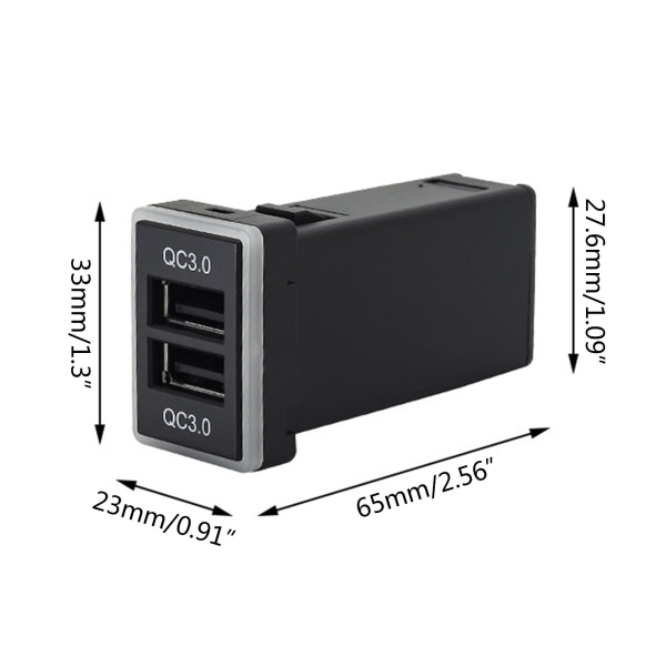 QC3.0 Billaddare Snabbladdning Dubbla USB gränssnitt Telefon GPS DVR Adapter Blue