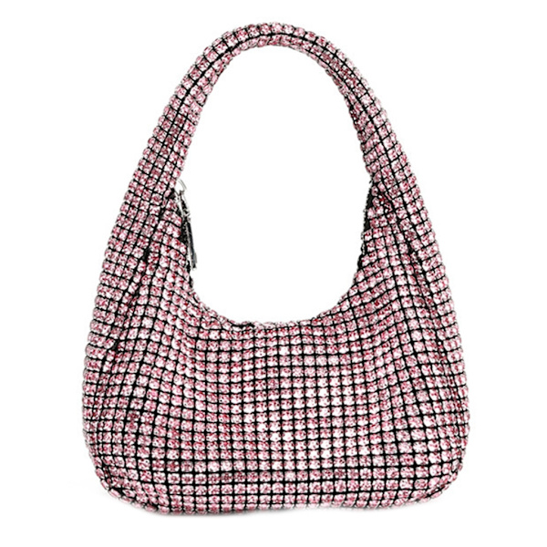 Naisten Ilta Clutch Kukkaro tekojalokivi käsilaukku Kainalolaukku Häät kukkaro Pink