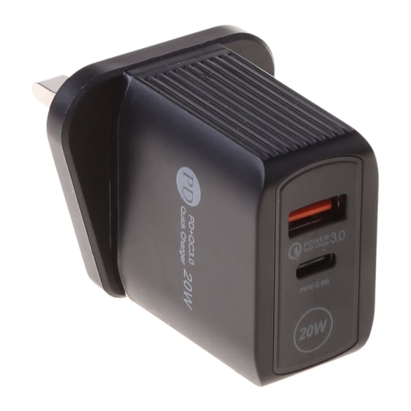USA/UK/EU-kontakt för QC 3.0 PD USB -laddare 20w Typ C Snabbladdare Power Resetelefon Laddning för huvudtillbehör Black UK