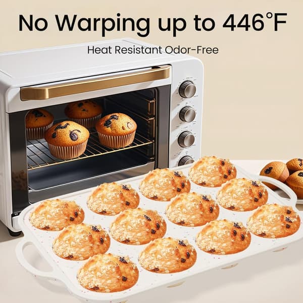 Profesjonell silikonform for cupcakes, 6 kopper, non-stick bakebrett