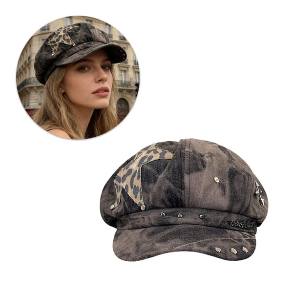 Mørk Baret Cabbie Hat Oversized Malerhat Kunstnerhat Afslappet Mode