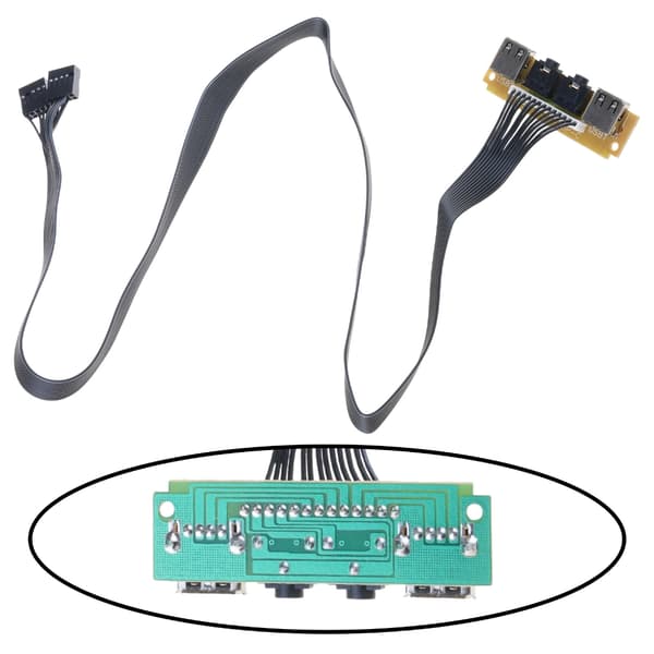 USB Frontpanel HUB Mikrofon & Øretelefon Audio Jack Port 6cm Forlængerledning