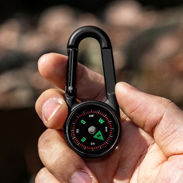 Dobbeltsidig kompass termometer lett camping nøkkelring holdbar