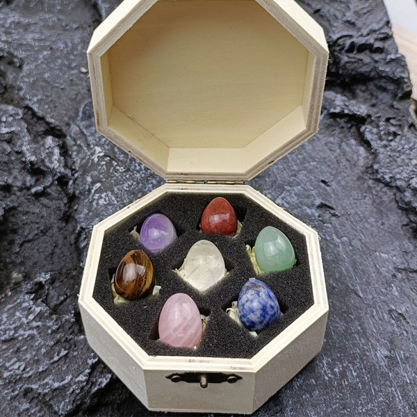 7 st Naturkristall Sju Chakran Healing Stones Energiägg Meditationskvarts null - B