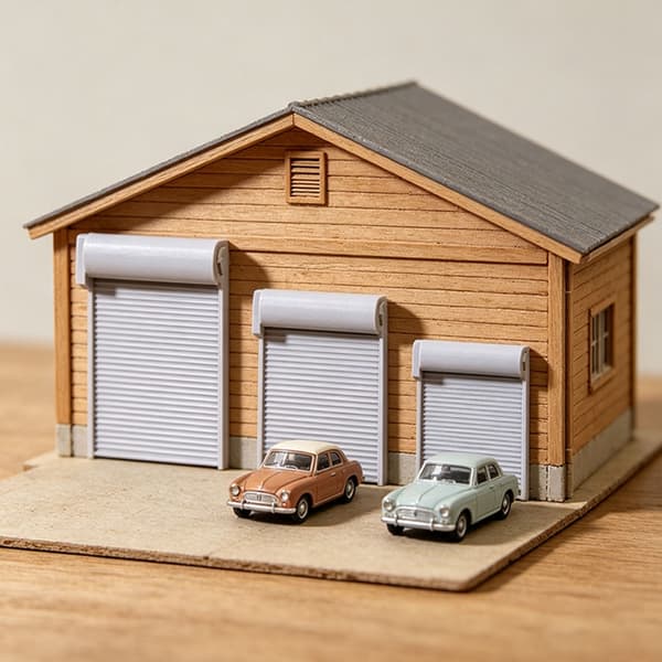 Realistisk Dukkehus Tilbehør 3-Delt Garage Rulledør Model Samling