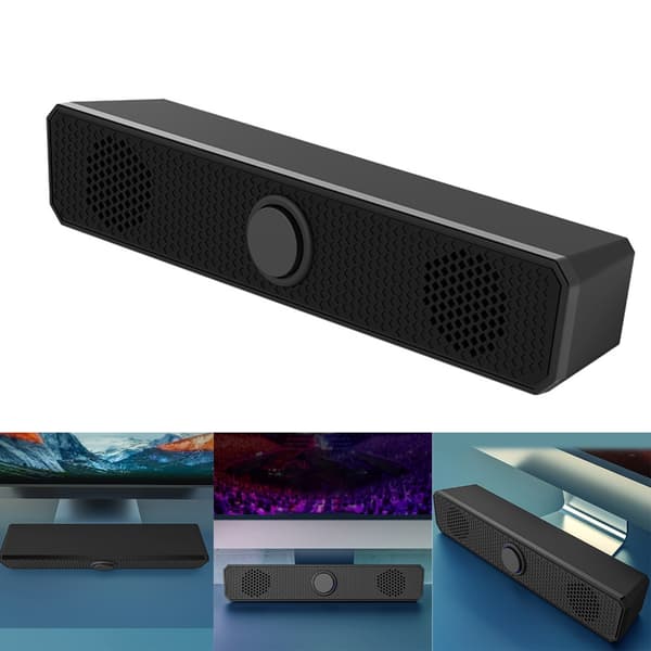 Mini Soundbar til PC Desktop Computer Bærbare Computere Sort