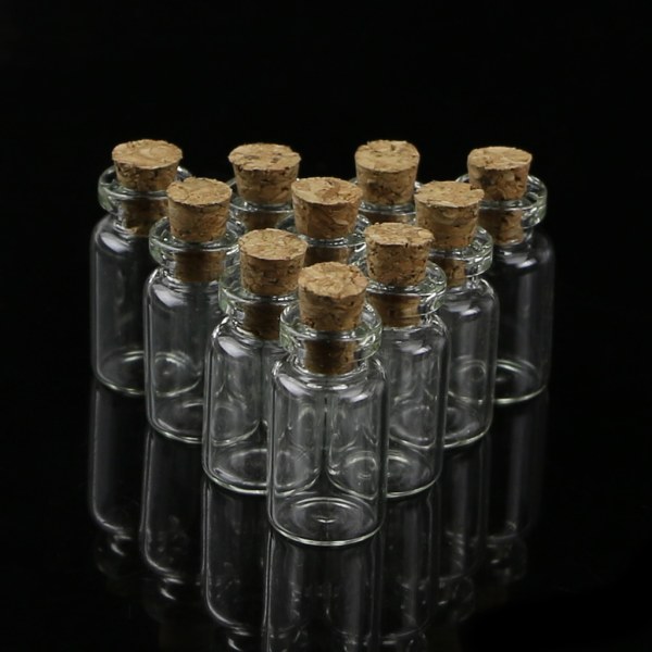10st miniglas för önskeflaska flaska med korkpropp förvaringshänge 0,5/1/2/