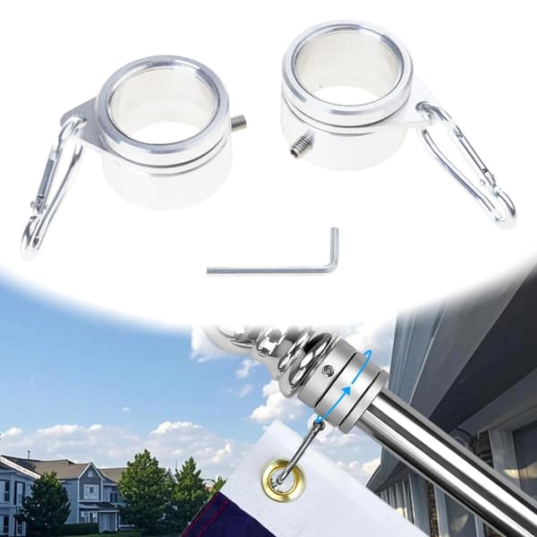 Flaggstang Hardware 2 Aluminiumringer Rustfritt Stål Karabinkrok Glatt