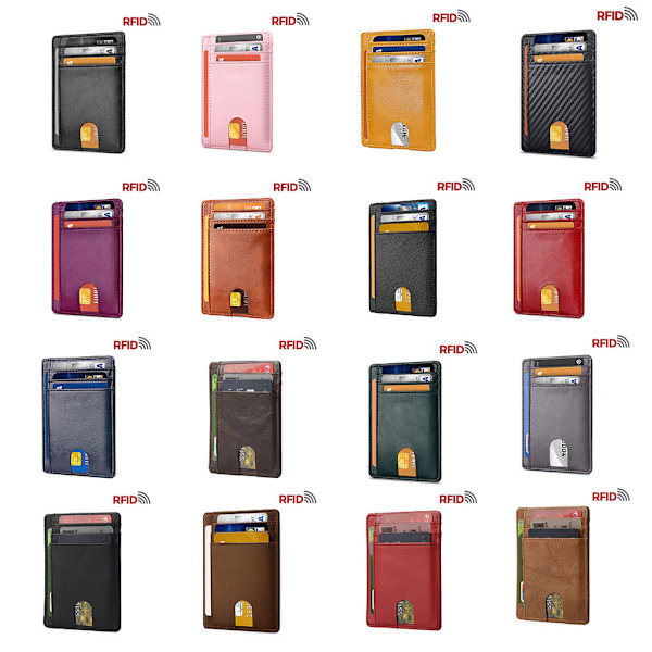 Smal minimalistisk frontficka RFID-blockerande läderplånböcker Present för män kvinnor Black 1