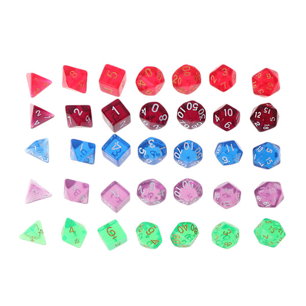 7 stk./sæt Polyhedral Multi Sided Dice D4-D20 Dungeons&Dragon D&D RPG Poly Game Burgundy