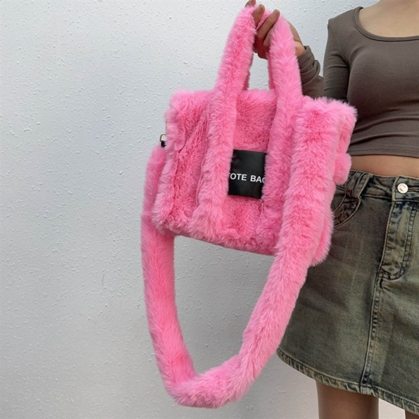 Naisten Laukut Syksy Talvi Olkalaukku Pehmo Messenger Bag Top Handle käsilaukku Pink