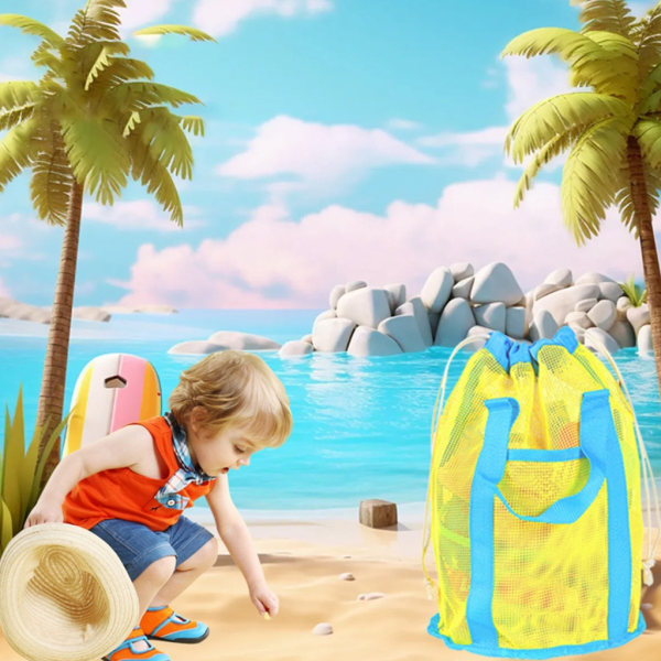 Mesh Beach Bag Sand Toy Bag Snäckskal Förvaringsväska Stor kapacitet Bucket Bag 2