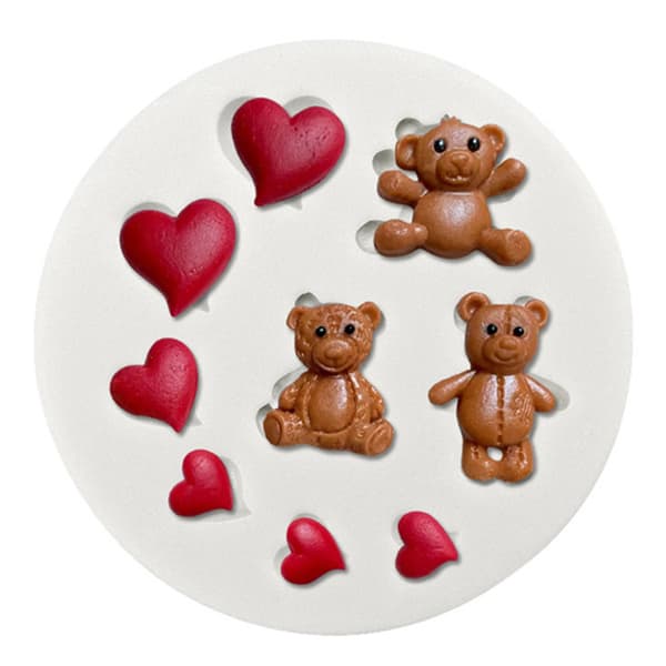 Kagedekorationsgadgets Chokoladeform Slikforme Sød Bjørn & Hjerteformet
