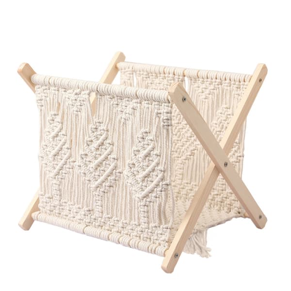 Makramee-lehtiteline Boho-lehtiteline Säilytysteline Sanomalehdille