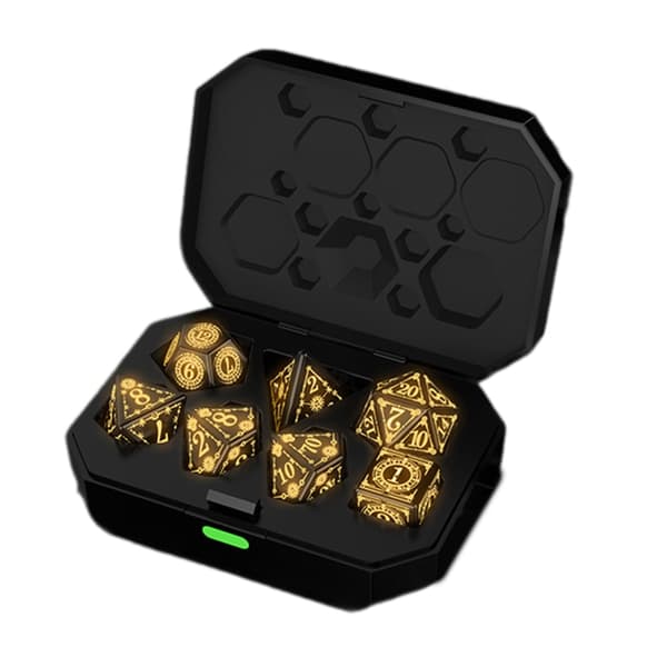 7 st polyhedral tärningar uppladdningsbara LED-tärningar rollspel speltillbehör