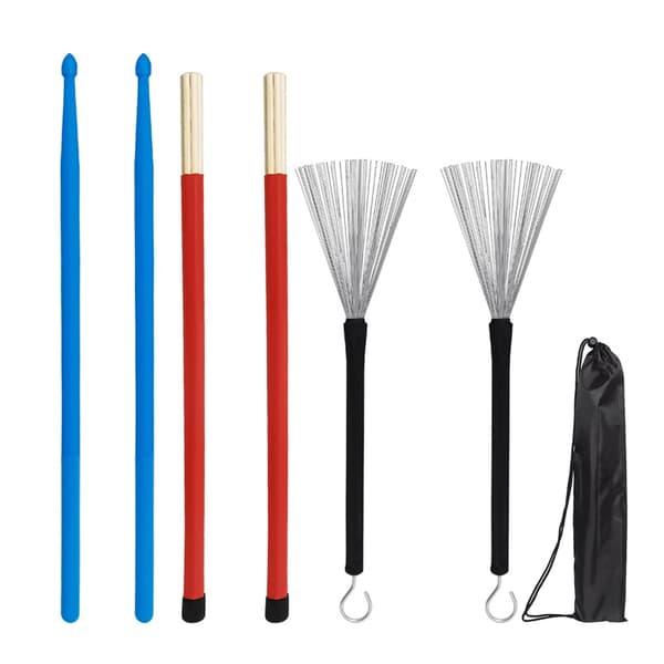 Tromme Wire Brush Trommebørste+Nylon Trommestik+Bundle Stick+Opbevaringspose Sæt