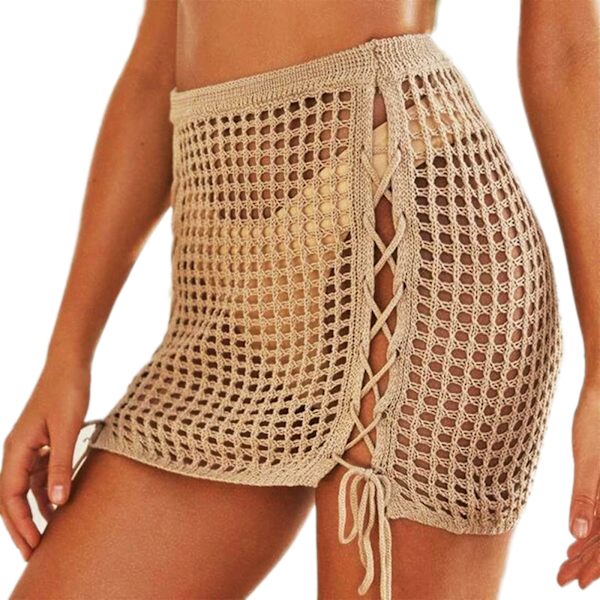 Naisten ranta-bikinin peiteasu neulottu uimapuku kääre sarong uimapuku peite White S