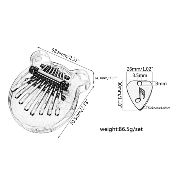 8 Tangenter Tommelfingerklaver Transparent Kalimba Fingerklaver Musikinstrumenter Gaver