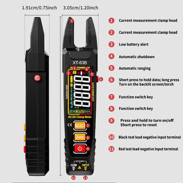 Multimeter Multifunksjons Tangamperemeter Med NCV-funksjon Automatisk Avstenging