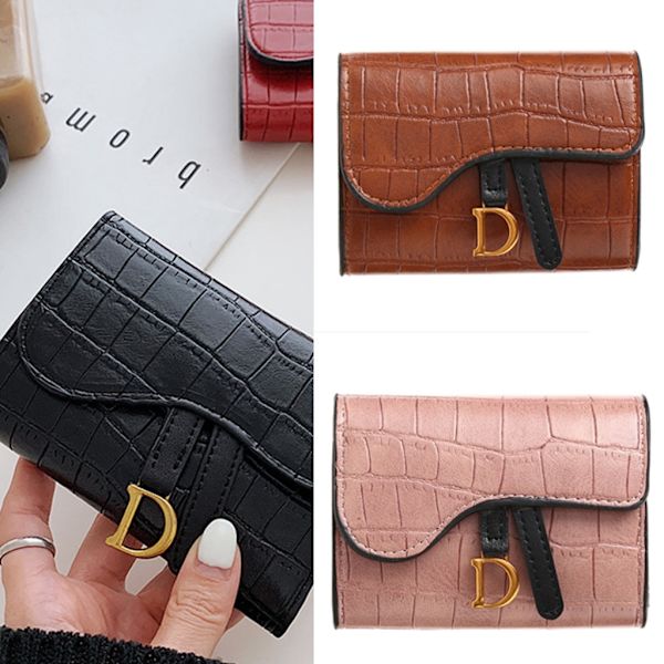 Kontanthållare Kvinna Flicka Kort typ Myntväska Clutch Alligator Texture Wallet Brown