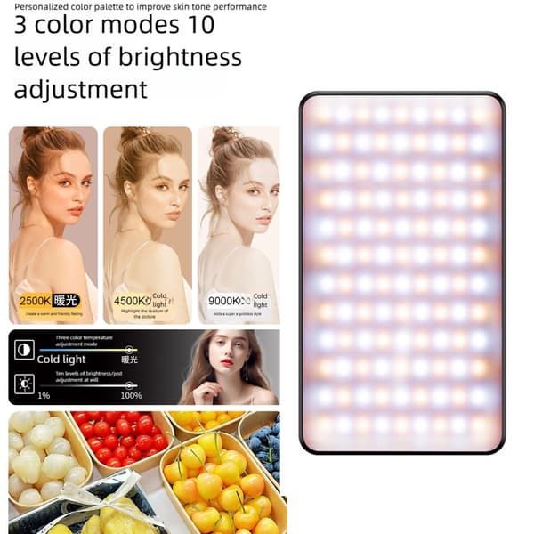 Modificerbart farvevideolys 84 LED-perler Cold Shoe Link Konsistent DSLR Mobile enheder