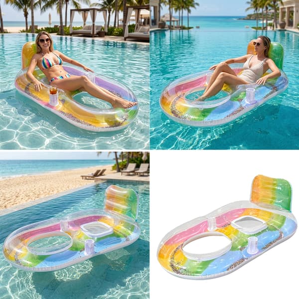 Skimrande PVC-solstolsflottar för poolpartyn, strandsemester och avkoppling