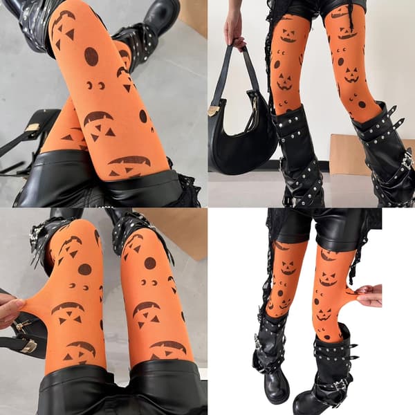 Halloween Græskar Sokker Kostume Tilbehør Blødt Strækbart Stof