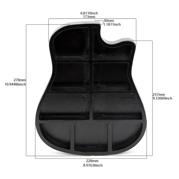 Trä Gitarrformad Förvaringslåda Plektrumhållare Fodral Gitarrtillbehör Organizer