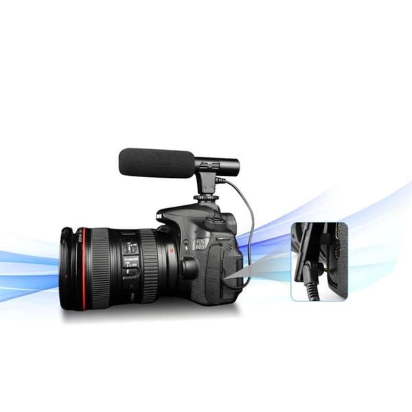 Universal videomikrofon med stødmontering til DSLR-kameraer