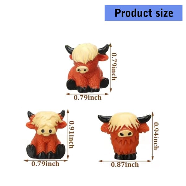 Miniature Ko-Statue Havepynt Mini Highlands Ko-Figurer Kagepynt