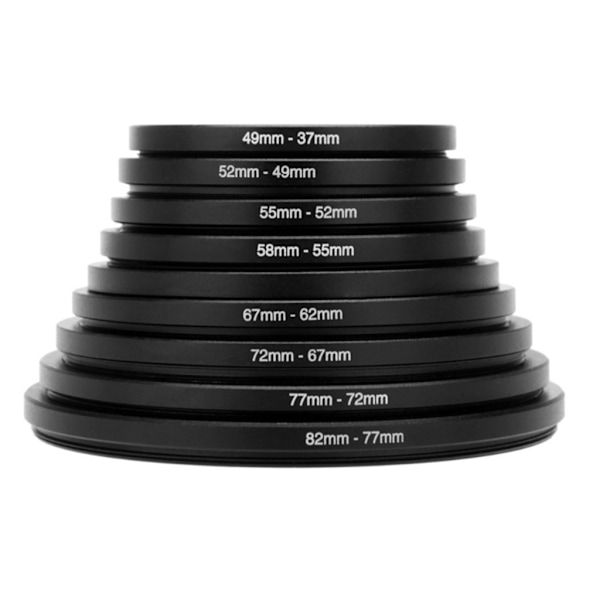 Kameran linssin suodatinsarja: 9-osainen set UV- ja polarisoivia suodattimia sovitinrenkaat set Step Up / Down 82-37mm 37-82mm