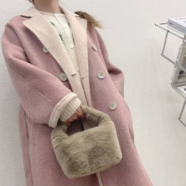 Dame plys håndtaske All-matching skuldertaske Fuzzy Messenger Bag Dating Bag Camel