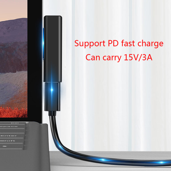 Typ C PD Snabbladdningskontakt Konverterare för USB C Female Adapter Surface Book