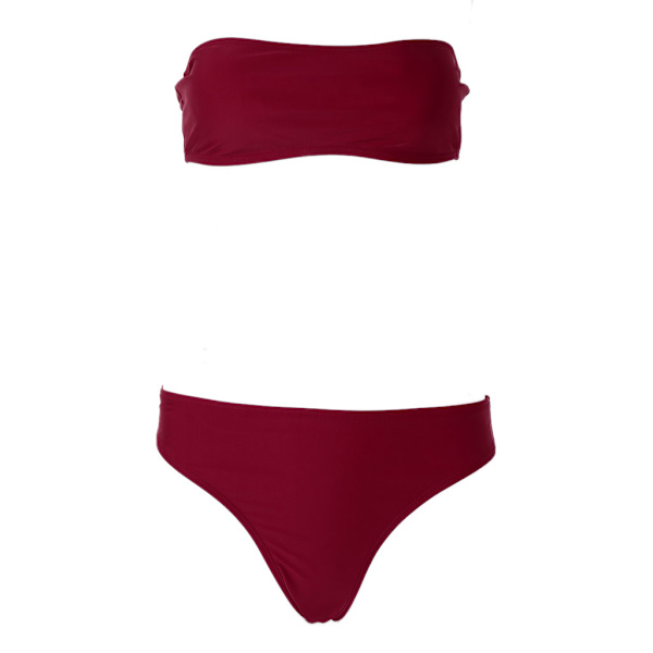 Seksikäs naisten bikinit - olkaimeton bandeau push-up -uimapuku uima-asu Gray S
