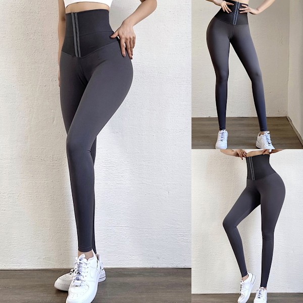 Dametøj Højtaljede Leggings Yoga Fitness Sport Løbetøj Fitness Bukser Gray M