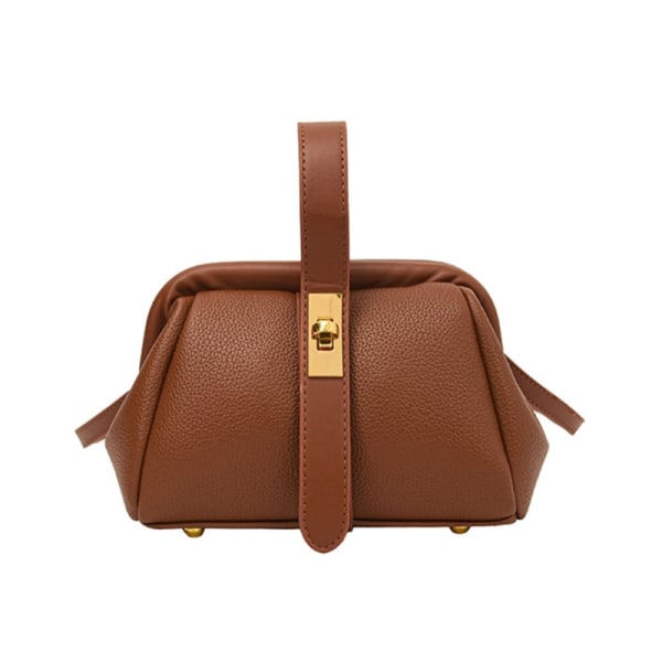Modern och elegant PU-handväska i koreansk stil axelväskor för dagligt bruk Brown