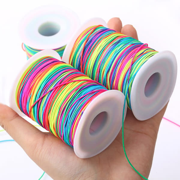 100m Regnbue Farverig Elastisk Snor 1mm Tråd Stretch String Håndværk DIY Smykker