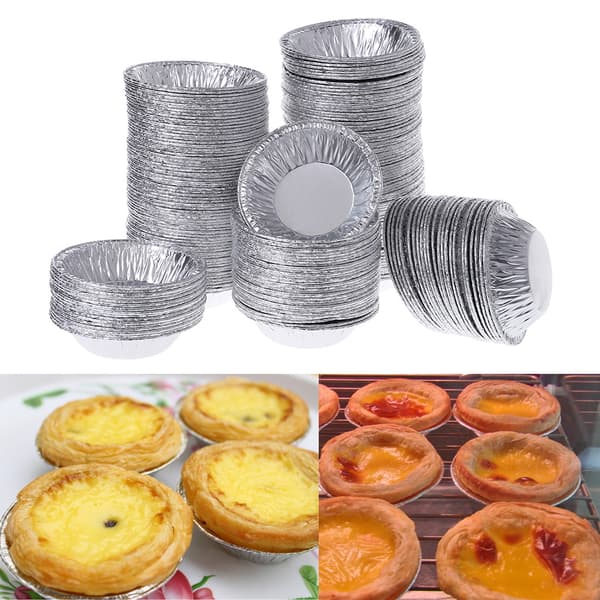 250 stk. Engangsbageforme i aluminiumsfolie til æggetærter, cupcakes, kageforme