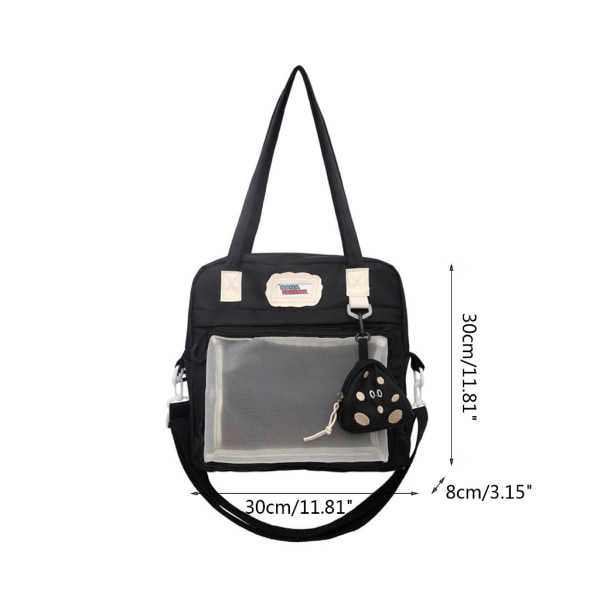 Kvinner JK Skulderveske Jenter Ita Messenger Bag Tenåringer Japansk stil Tote Håndveske Black