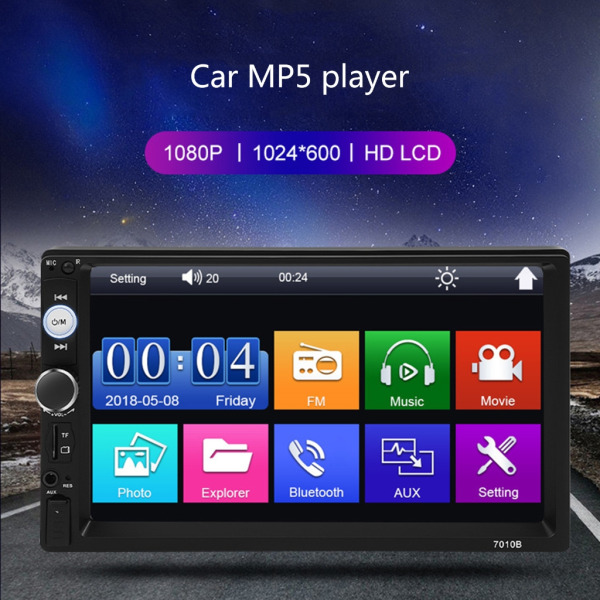 Dubbel Din bilstereoradio MP5-spelare LCD- Touch-Screen Blue tooth Mirror Link CarPlay