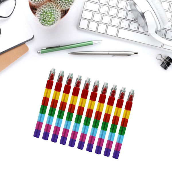 10 st Stapling kritor för barn ritning Doodling böcker, byggstenar Crayon Pen Liten ficka Crayon Pennor
