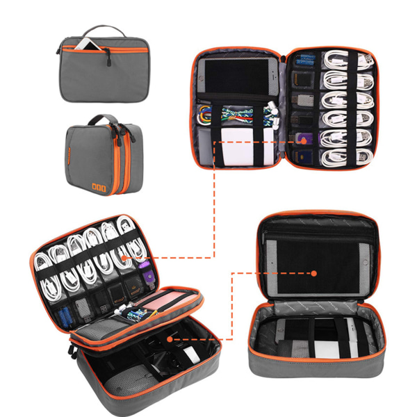 Elektronik Organizer Kabel Organizer Väska Polyester Resekabel förvaringsväska för USB Wire Laptop Laddare Black M