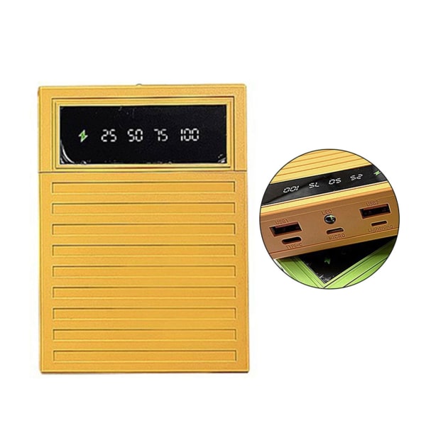 4x18650 Power Bank-skal Snabbladdning Cover Mobilt Power Bank- case Digital Display Micro USB/Typ c-ingång Yellow - MAX 22.5W