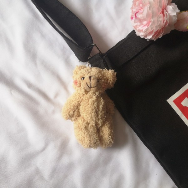 Mini fylld björn prydnad härlig plysch för nyckelring väska dekoration Handväska Tillbehör för nyckelring flicka present kvinnor Fa Coffee
