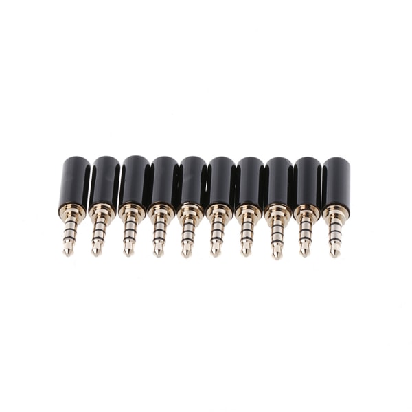 10 stk 4-polet kobbergullbelagt 3,5 mm hann stereo o Jack Plug Lodding Con