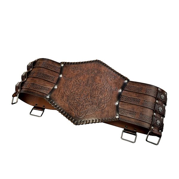 Vikingpräglad brett bälte nordisk konstläder rustning bälte Halloween kostym Brown