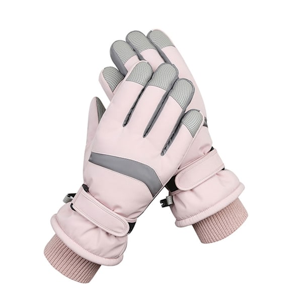 Pekskärm Vinterhandskar Vattentäta Snöskidhandskar Kallväderhandskar Gray pink