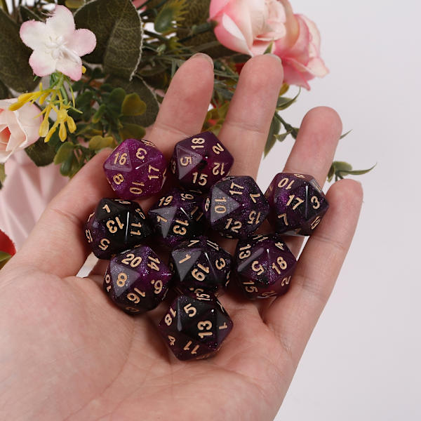 10 st Akryl 20-sidig Polyhedral Tärning för RPG Rollspel Hållbar 2