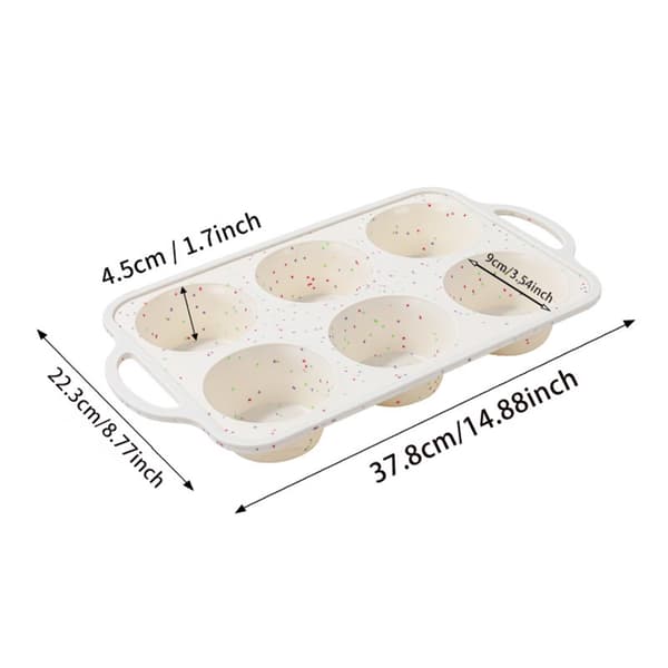 Profesjonell silikonform for cupcakes, 6 kopper, non-stick bakebrett