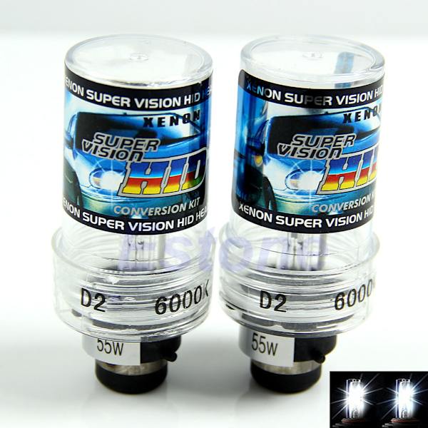 2 stk D2S 6000K 55W til HID Xenon udskiftning Forlygtepære Billyslamper NYHED
